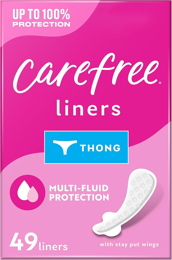 Carefree Thong Panty Liners, Unwrapped, Unscented, 49ct | Amazon (US)