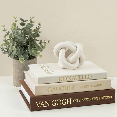 Fveuc Vintage Faux Book Box Set of 3 Brown Linen Decorative Books for Shelves, Fake Books for Decoration with Secret Compartment, Rustic Farmhouse Coffee Table Decor (Brown-Beige-White) | Amazon (US)