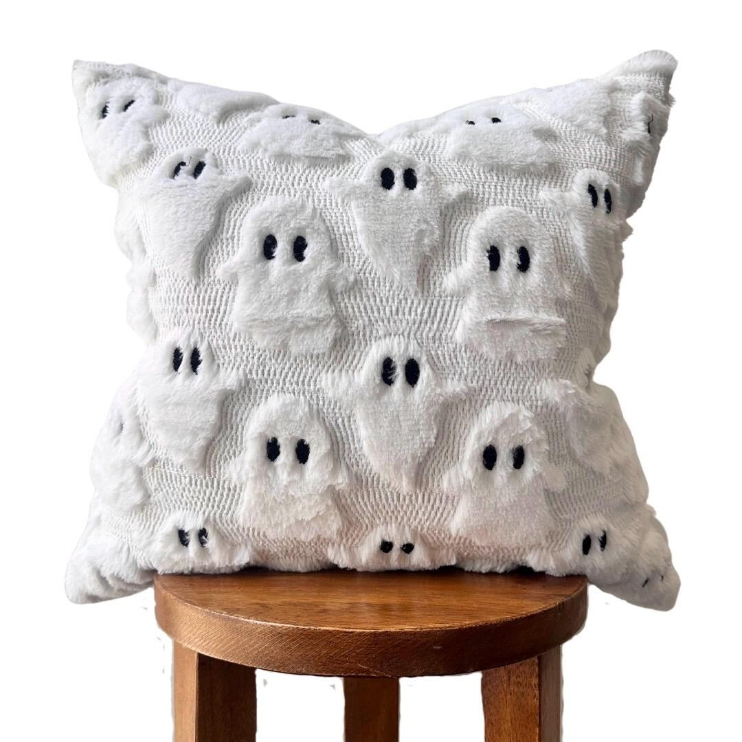 Ghost Pillow, Faux Fur Ghost Pillow, Halloween Ghost, Ghost Halloween Decor, Halloween pillow cov... | Etsy (US)