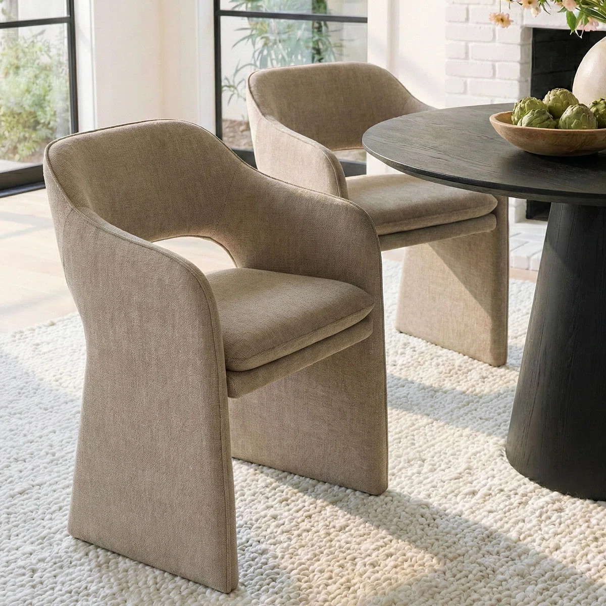 19" Seat Height Upholstered Fabric Dining Armchair (Set of 2) | Wayfair North America