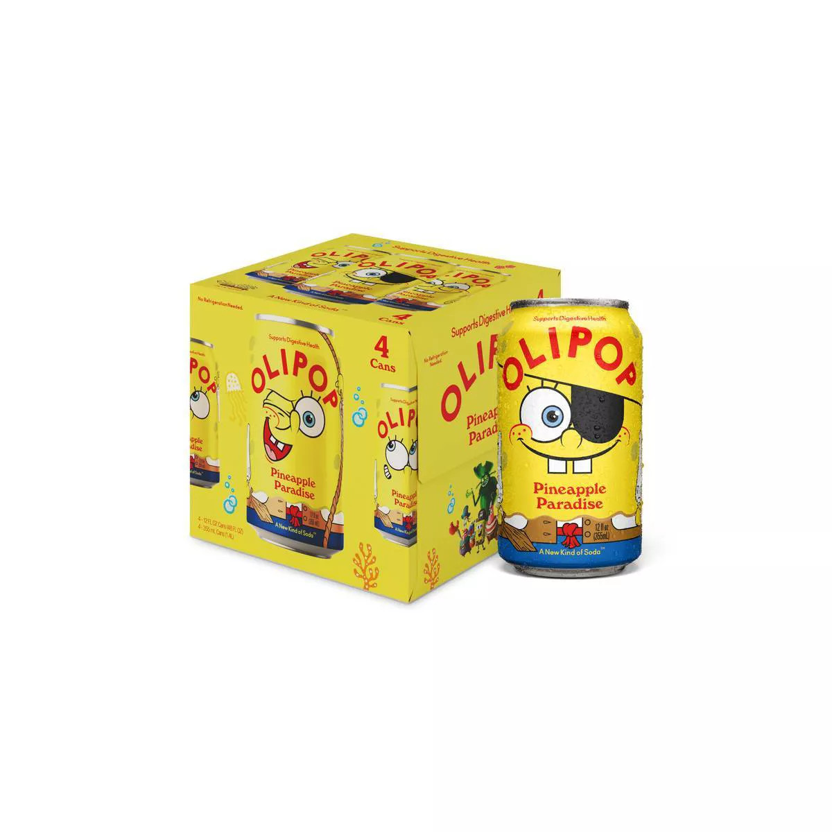 OLIPOP Spongebob Pineapple Paradise Soda - 4pk/12 fl oz Cans | Target