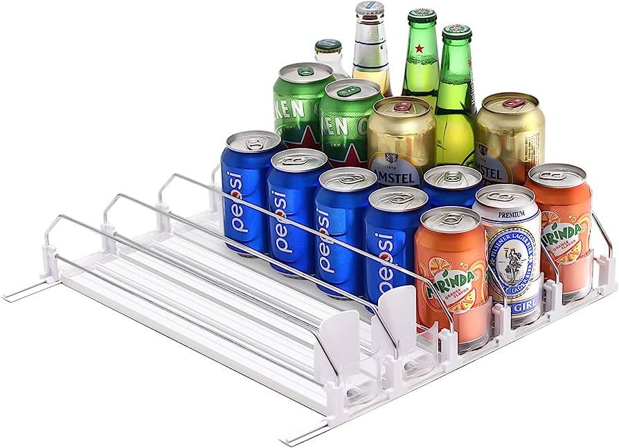 Drink Organizer for Fridge, Soda Can Organizer for Refrigerator, Self-Pushing Soda Can Organizer ... | Amazon (US)