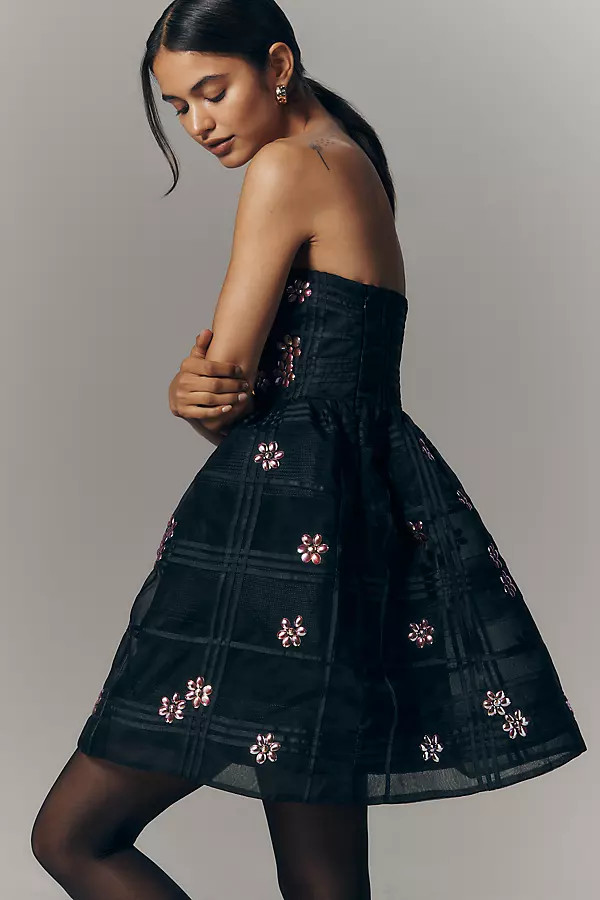 Maeve Strapless Embellished Fit & Flare Mini Dress | Anthropologie (US)