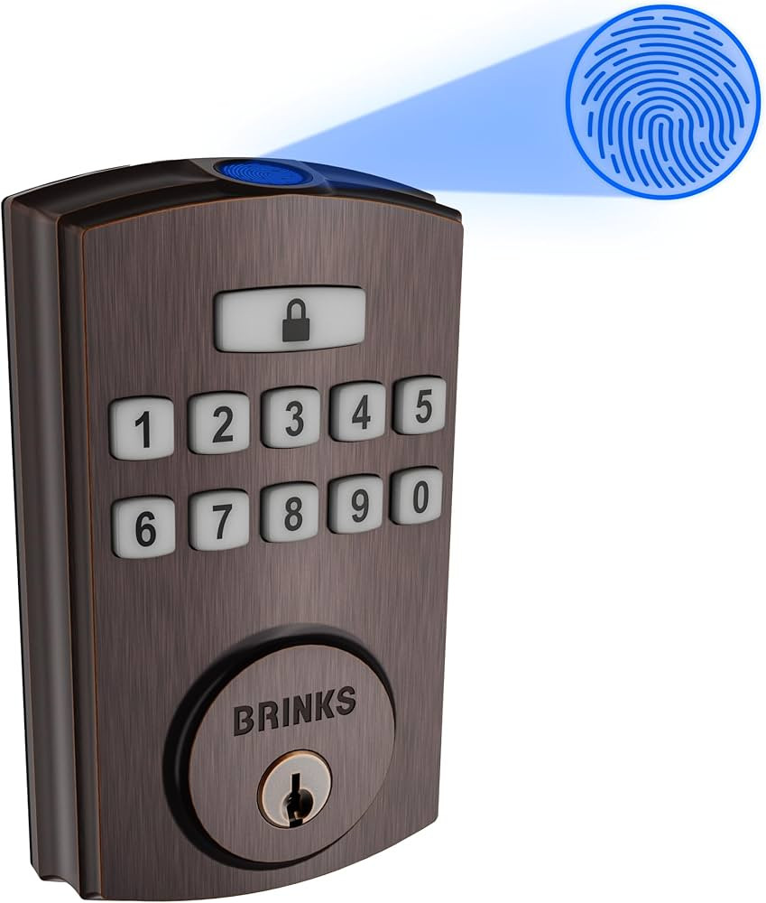 Brinks Fingerprint & Keypad Electronic Door Lock with Deadbolt, High-Security Keyless Entry Smart... | Amazon (US)