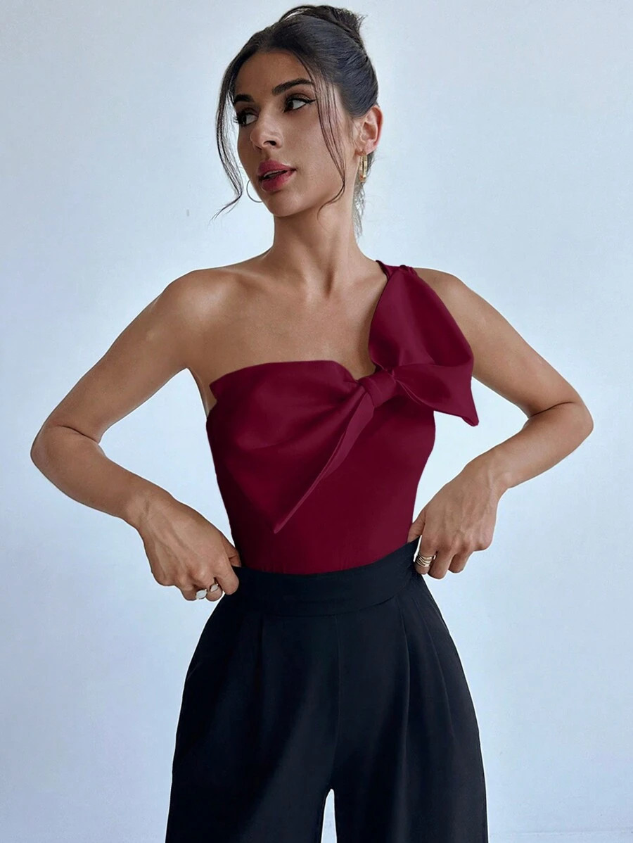 Firerie Women's Elegant Bow Decor Sleeveless Bodysuit | SHEIN