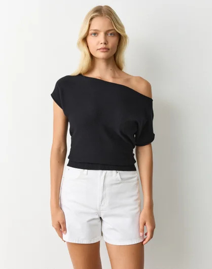 Off Shoulder Knit Top in Black | Glassons | Glassons (Australia)