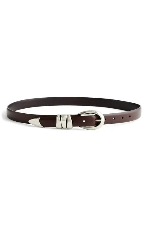 Madewell Chunky Metal Leather Belt in Dark Carob at Nordstrom, Size Small | Nordstrom