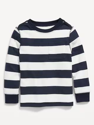 Unisex Long-Sleeve Heavyweight Striped Pocket T-Shirt for Toddler | Old Navy (US)
