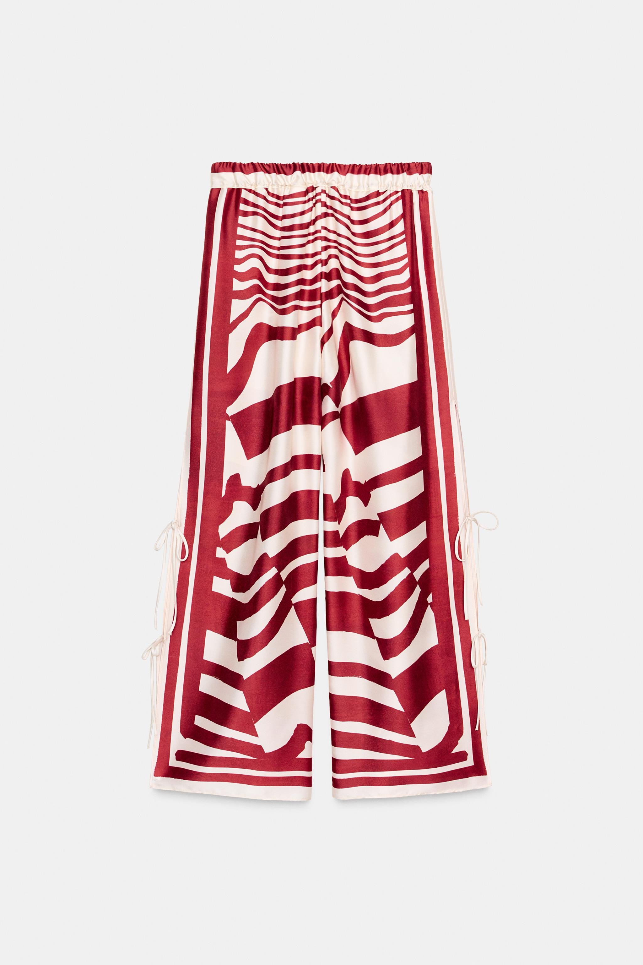 ZW COLLECTION PRINTED SATIN TROUSERS WITH BOWS | Zara AU