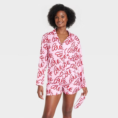 Women's 3pc Satin Long Sleeve Top and Shorts Pajama Set with Eye Mask - Auden™ | Target