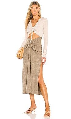 Song of Style Ezra Midi Dress in Ivory & Green from Revolve.com | Revolve Clothing (Global)