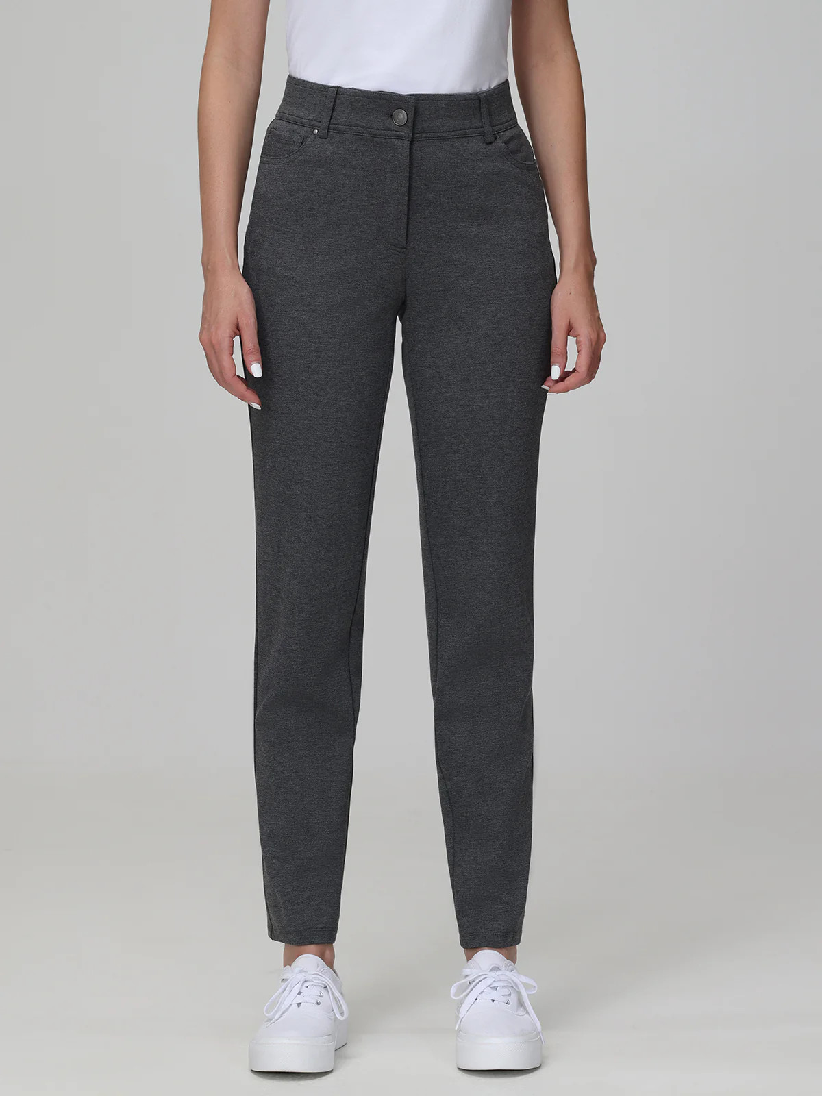 Petite Luxe Ponte Five Pocket Straight Leg Little Black Pants | 89th + Madison