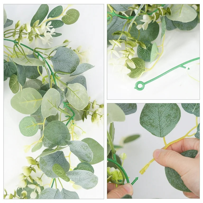 Huryfox Eucalyptus Garlands, 2 Pcs Lush Fake Plants Greenery Garland with Flowers- Artificial Han... | Walmart (US)