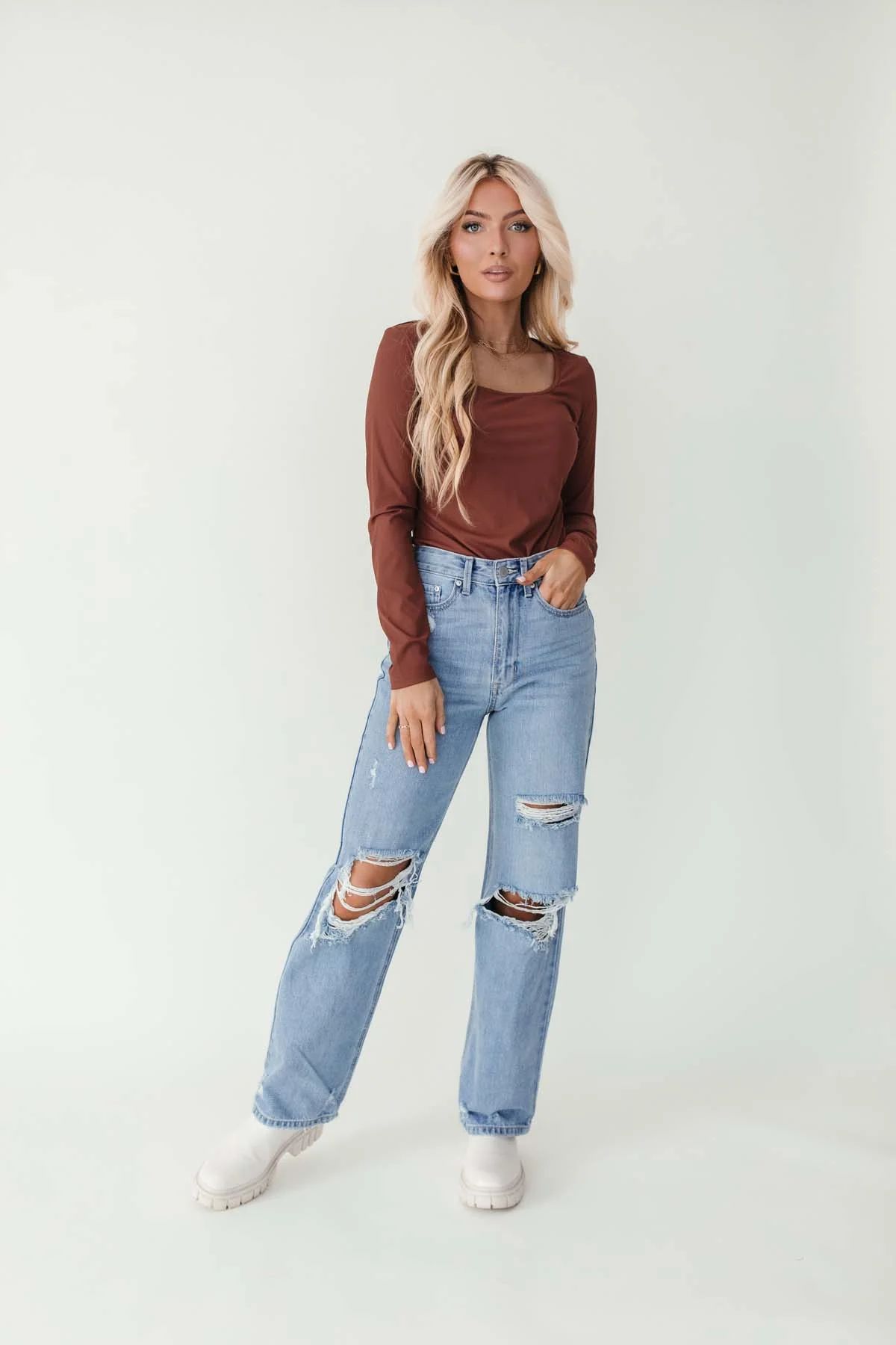 Catalina Distressed Straight Leg Jeans | The Post