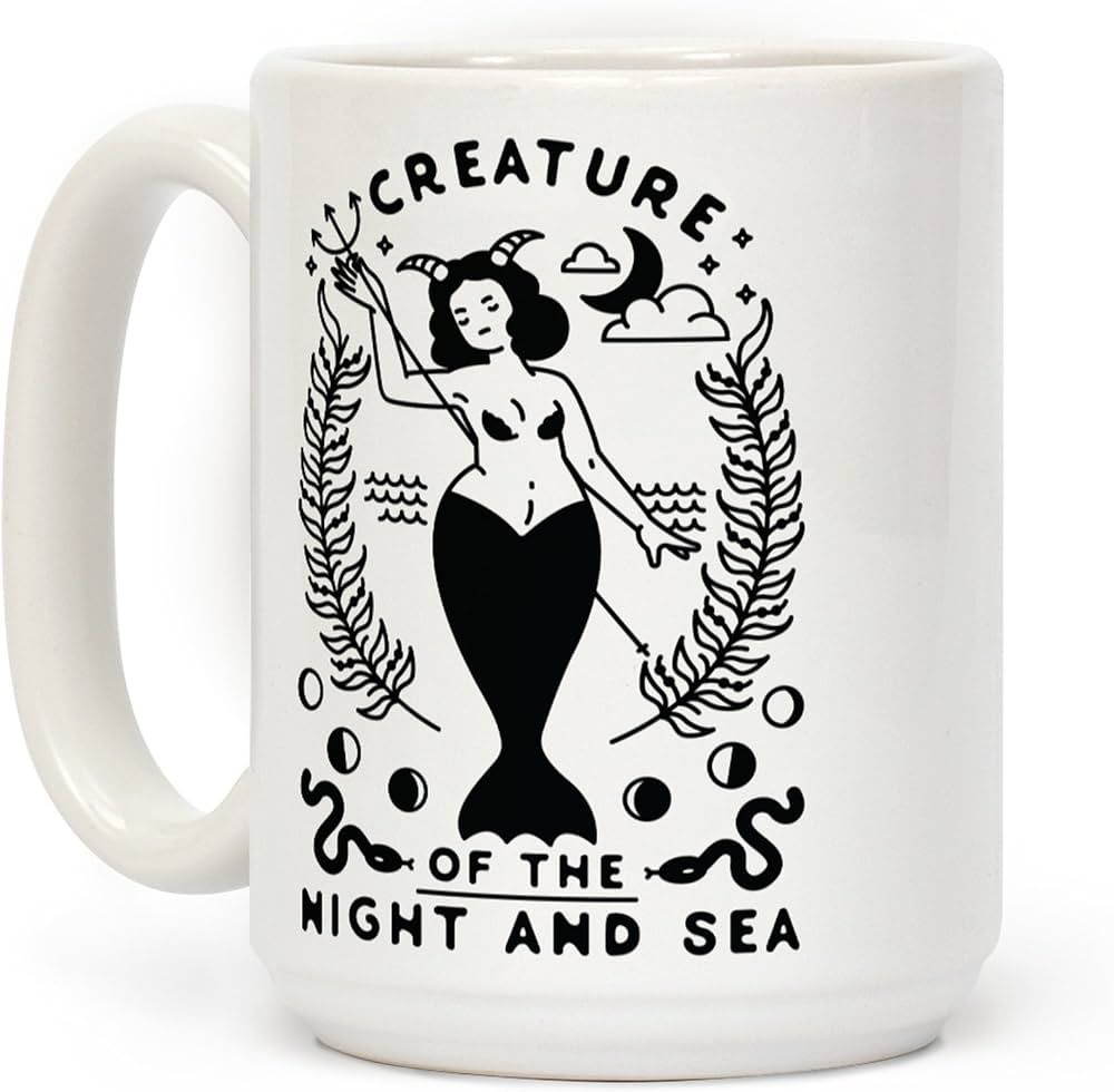 LookHUMAN Creature of the Night and Sea White 15 Ounce Ceramic Coffee Mug | Amazon (US)