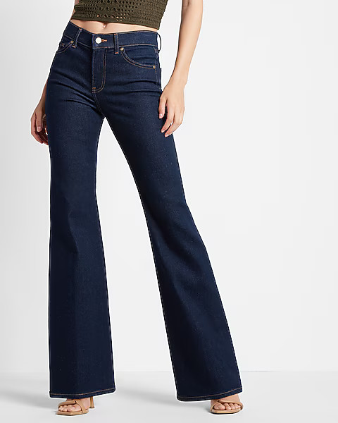 Mid Rise Rinse 70s Flare Jeans | Express