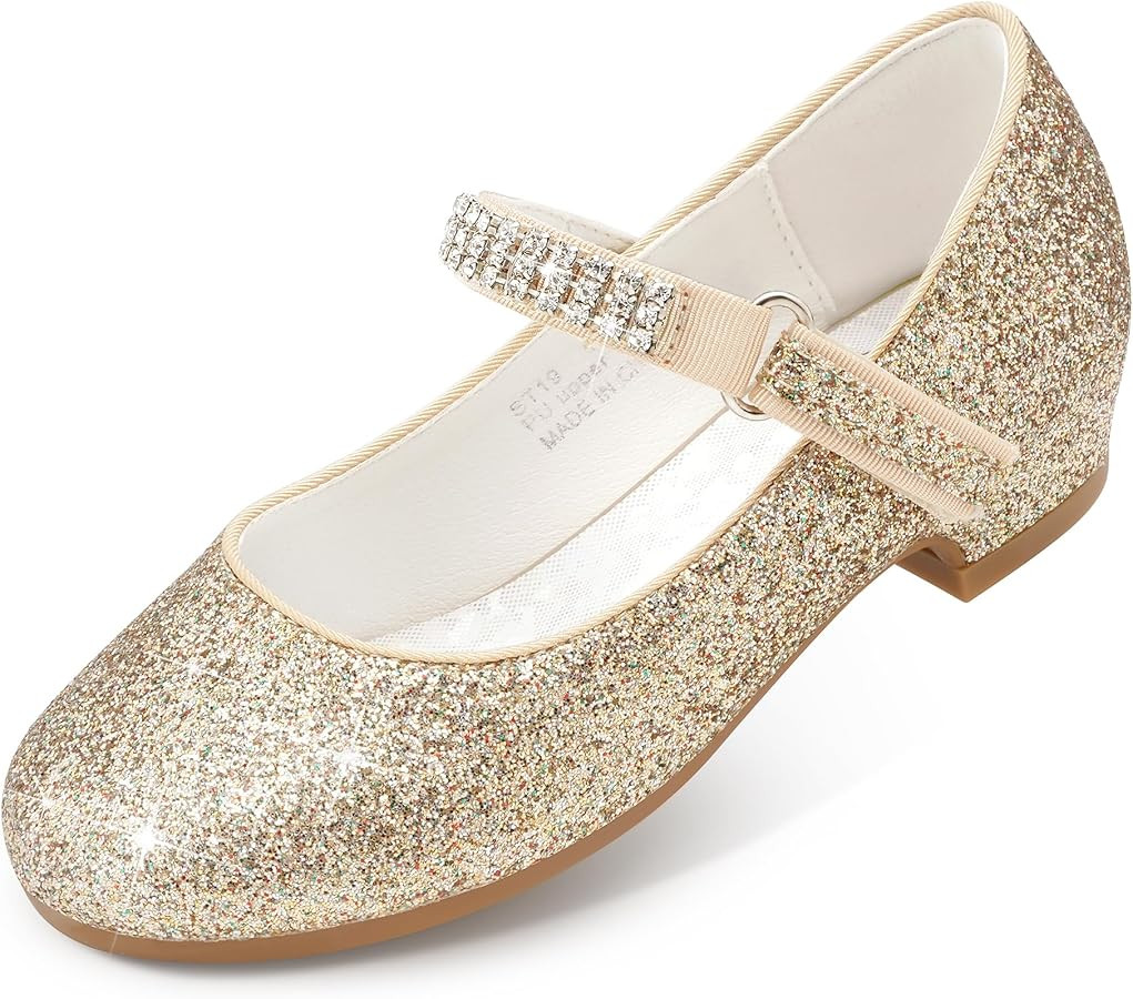 Stelle Girls Dress Shoes Toddler White Flower Girl Low Heels Mary Jane Flat for School Uniform We... | Amazon (US)