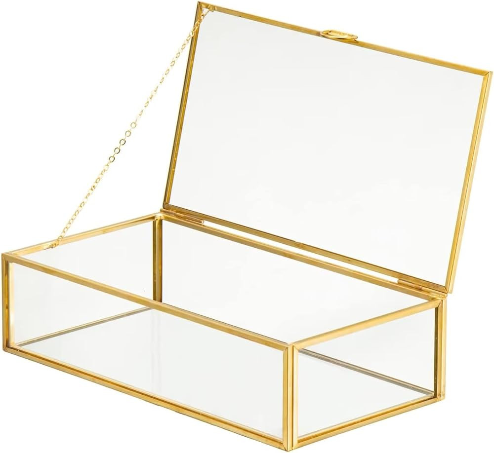 Vintage Glass Jewelry Box Keepsake Box with Hinged Lid, Great for Storage Trinket/Jewelry/Card/Ph... | Amazon (US)