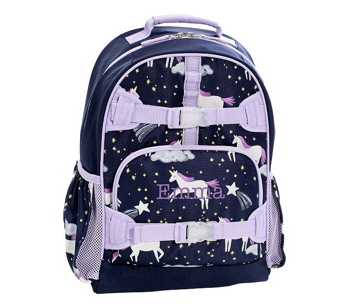 Mackenzie Navy Night Unicorn Glow-in-the-Dark Backpacks | Pottery Barn Kids