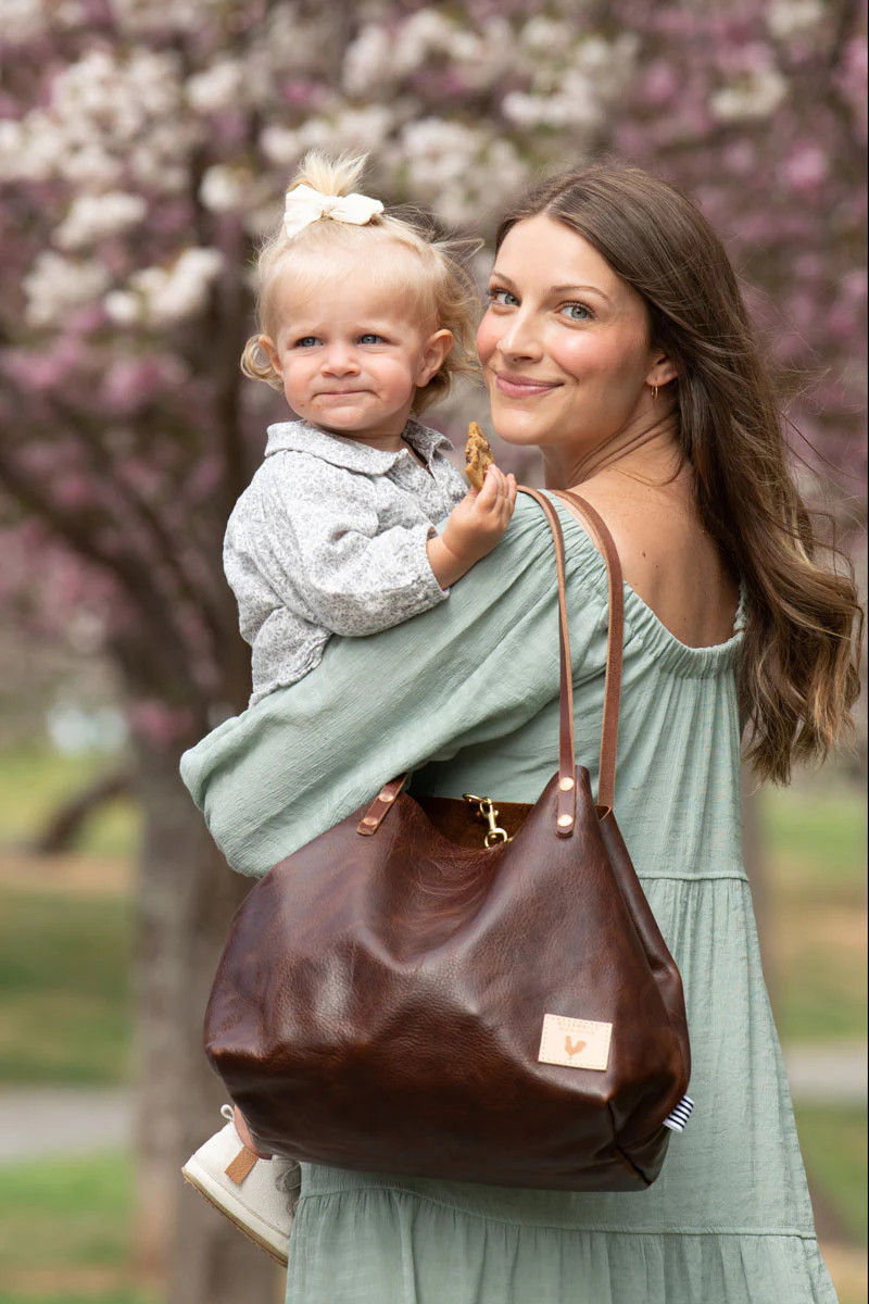 Mocha Tuscan Leather Perfect Tote | Mocha Brown Perfect Tote | Meanwhile Back on the Farm