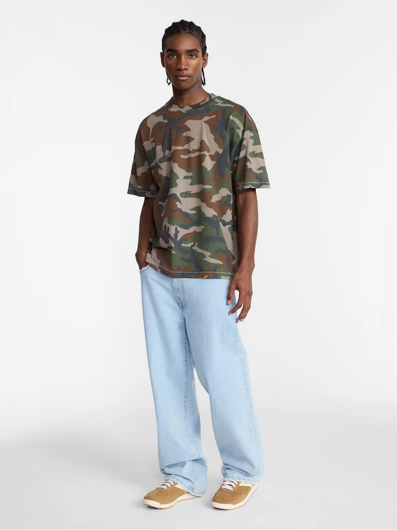No Boundaries Men's Oversized Boxy Tee with Short Sleeves, XS-4XLT | Walmart (US)