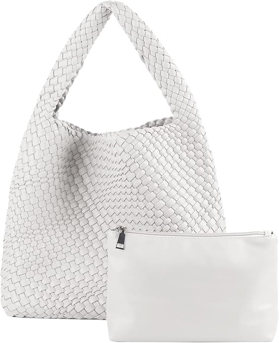 LMKIDS Women Vegan Leather Hand-Woven Tote Handbag Fashion Shoulder Top-handle Bag All-Match Unde... | Amazon (US)