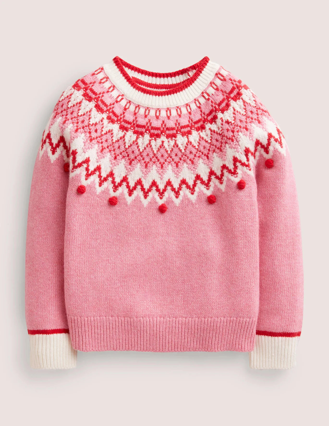 Fun Fair Isle yoke Jumper - Cameo Pink Fair Isle | Boden (US)