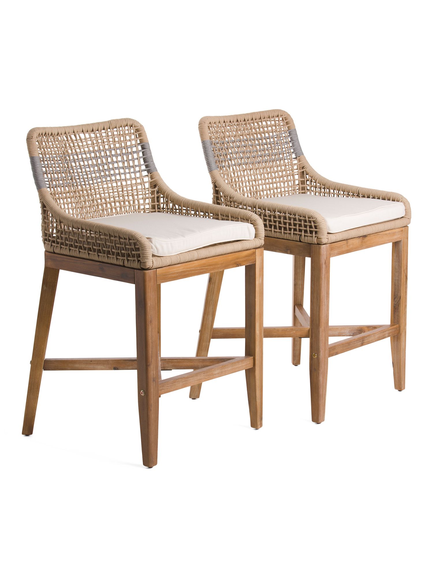 Set Of 2 Woven Striped Counter Stools | TJ Maxx