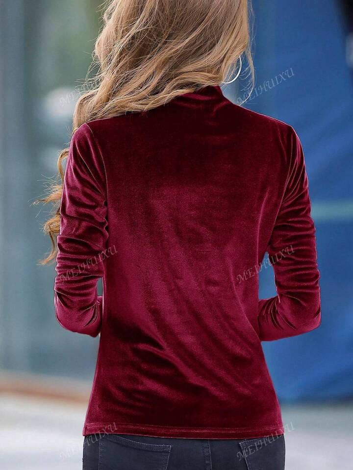 TrendsAutumn/Winter Simple Slim Fit Long Sleeve Turtleneck Velvet Sweater | SHEIN