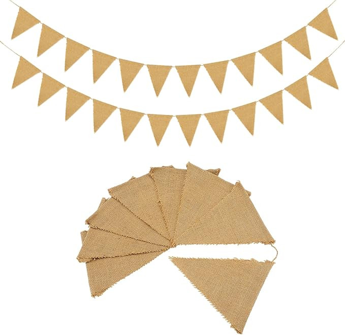 GCQQ Blank Burlap Banner Pre-Strung, 13Ft 13 Pcs Burlap Pennant Banner, Blank Burlap Banner, 5""x... | Amazon (US)