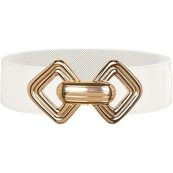 GRACE KARIN Womens Wide Elastic Belt Stretch Leather Belt Gold Buckle Belts for Dress S-XXL | Amazon (US)