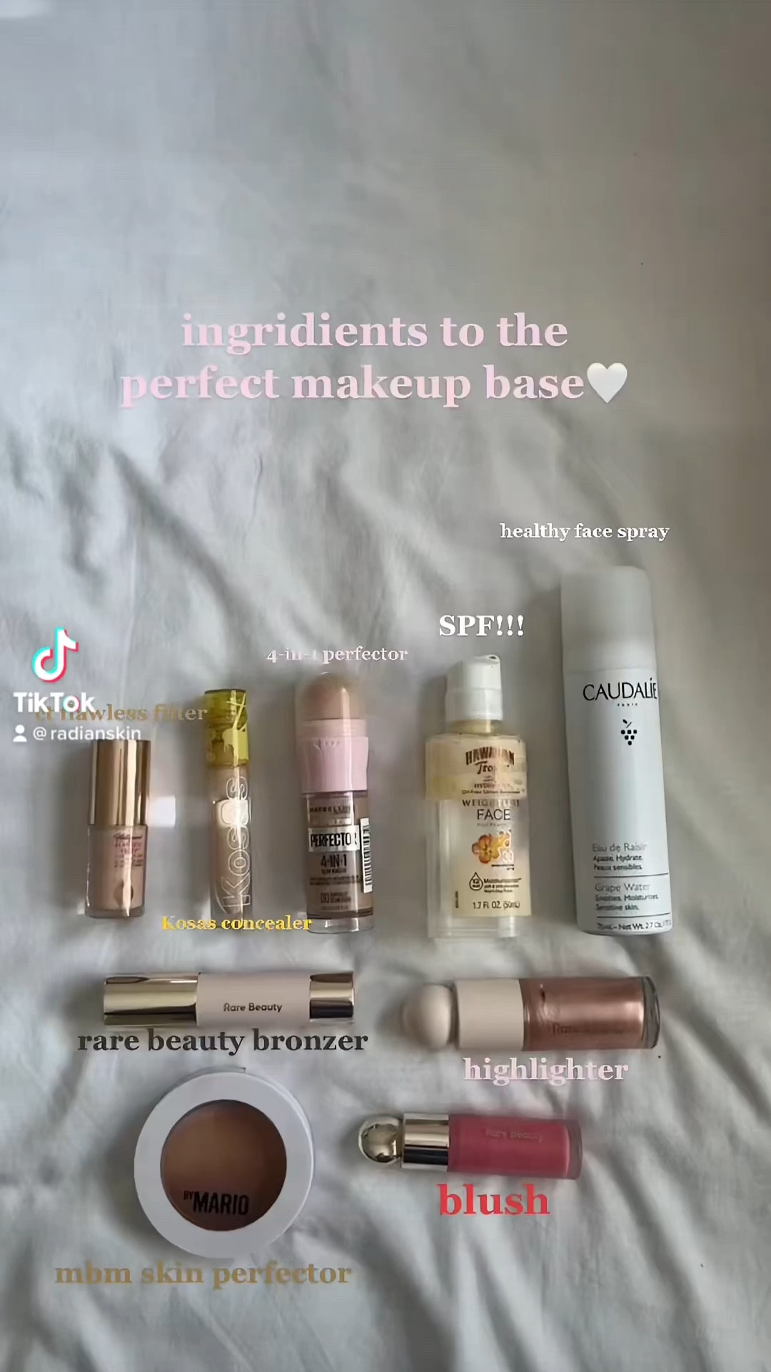 Ingredients to the perfect makeup base !! #makeup #skincare #beauty #rarebeauy #caudalie #maybelline #charlottetilbury #kosas #makeupbymario #tiktokfinds #amazonfinds

#LTKunder50 #LTKstyletip #LTKbeauty