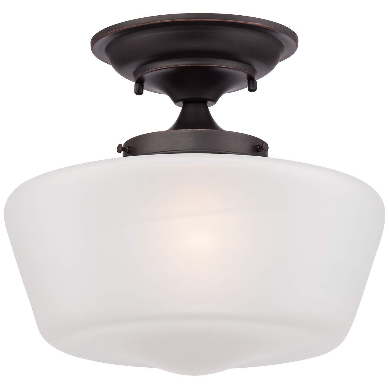 Schoolhouse Floating 12" Wide Bronze Opaque Ceiling Light | Lamps Plus