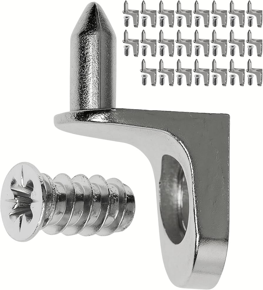 Regalboden Träger, 24 Pack, Winkelbodenträger mit Zapfen und Schraube, für Ø 5 mm Bohrlöcher... | Amazon (DE)