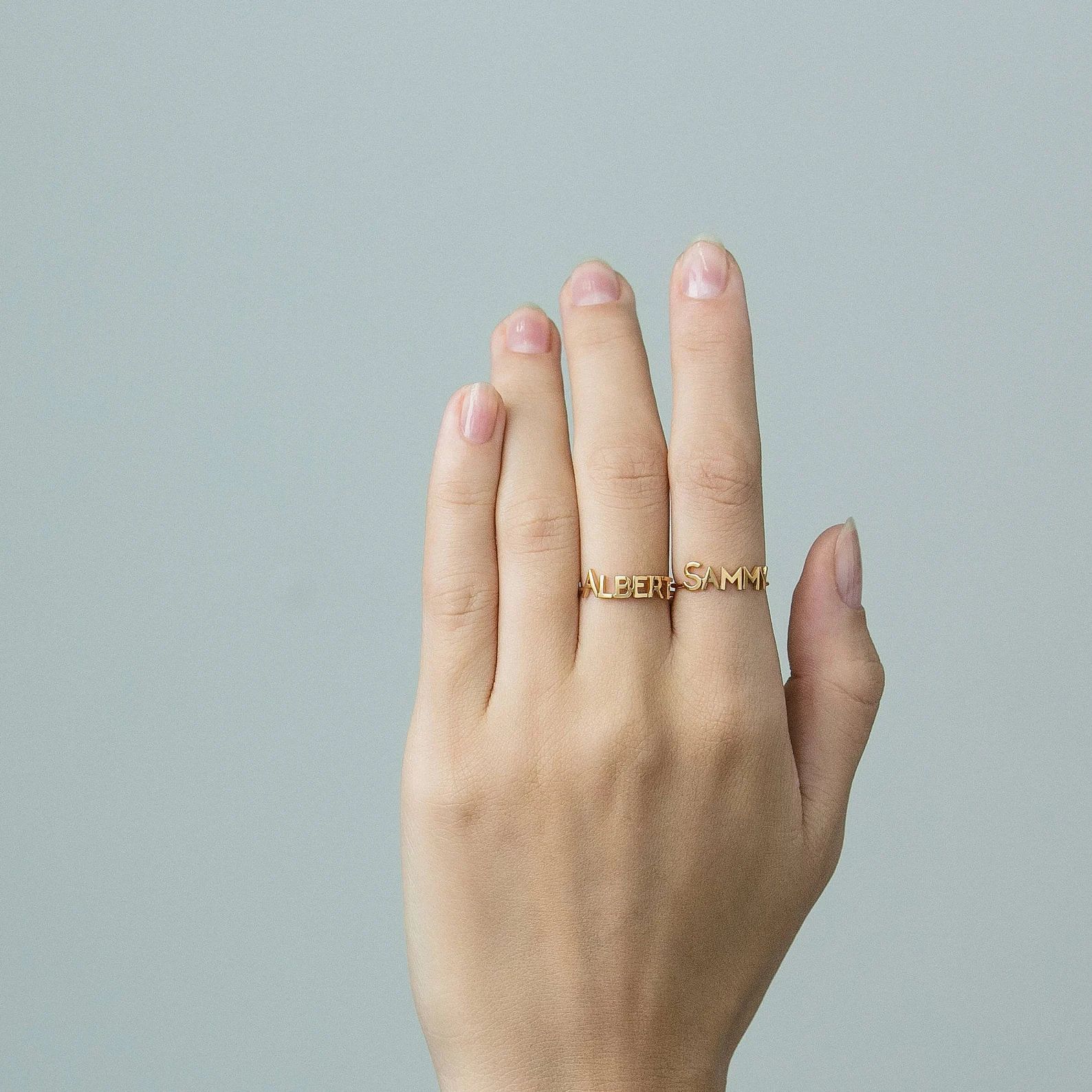 Custom Name Ring - Personalized Name Ring - Gold Name Ring - Minimal Name Jewelry - Custom Word R... | Etsy (US)