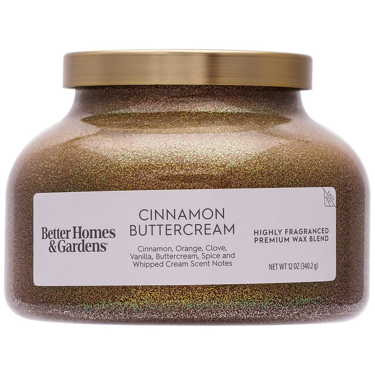 Better Homes & Gardens 1-Wick Holiday Scented Glitter Jar Candle, Cinnamon Buttercream, 12oz. | Walmart (US)
