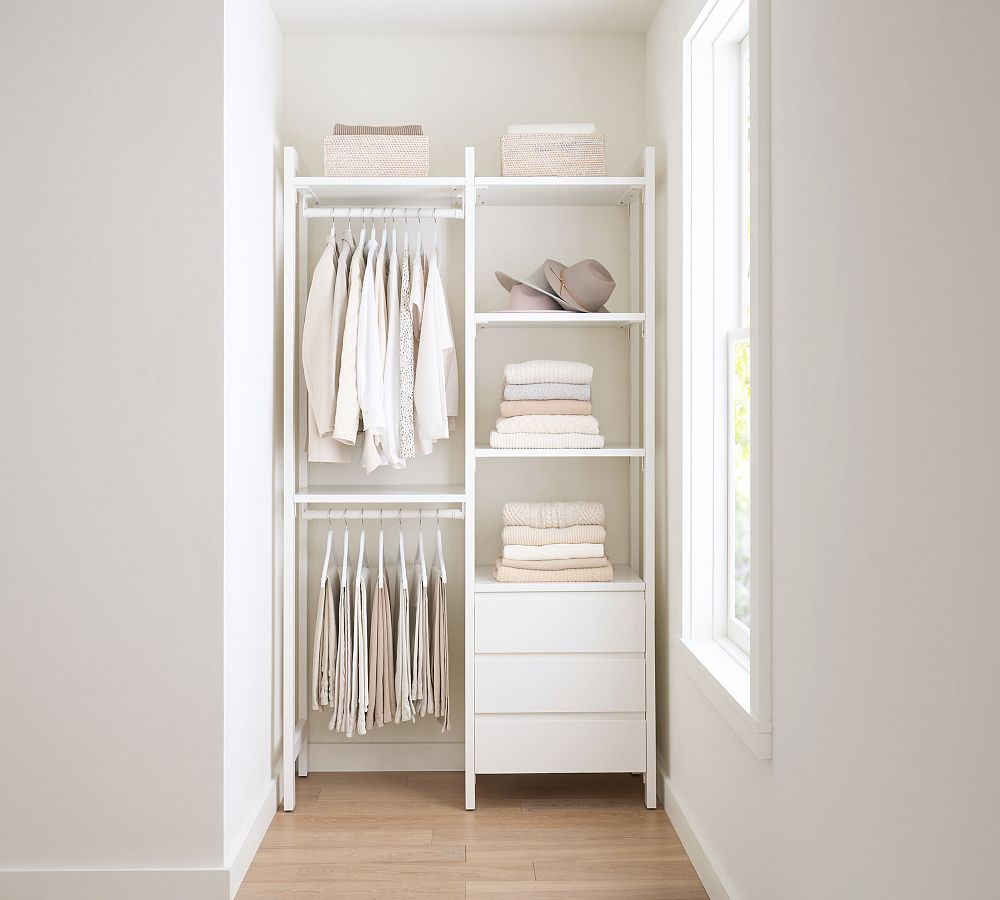 Essential Walk-In Closet by Hold Everything, 4' Hanging System with 3 Drawers​ | Pottery Barn (US)