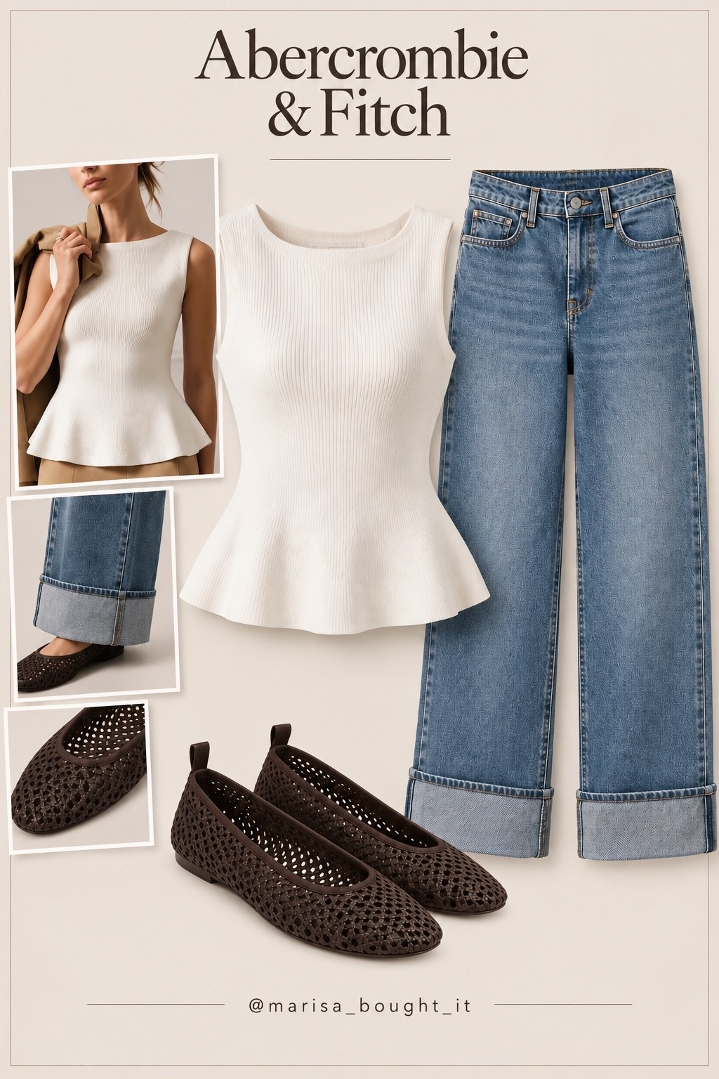 Abercrombie fall outfit 🤎
Such an easy, elevated look for fall! Loving this cream peplum sweater tank paired with the wide-leg cuffed jeans and chocolate brown woven flats. The perfect mix of classic + trendy and every piece can be styled so many ways. Linking the full look!

#Abercrombie #AbercrombieStyle #AbercrombieFinds #AbercrombieOutfit #FallFashion #FallOutfit #FallStyle #FallFashionFinds #LTKStyle #LTKFashion #LTKFinds #LTKSeasonal #LTKFall #WomensFashion #CasualChic #NeutralStyle #WideLegJeans #BalletFlats #PeplumTop #FallWardrobe