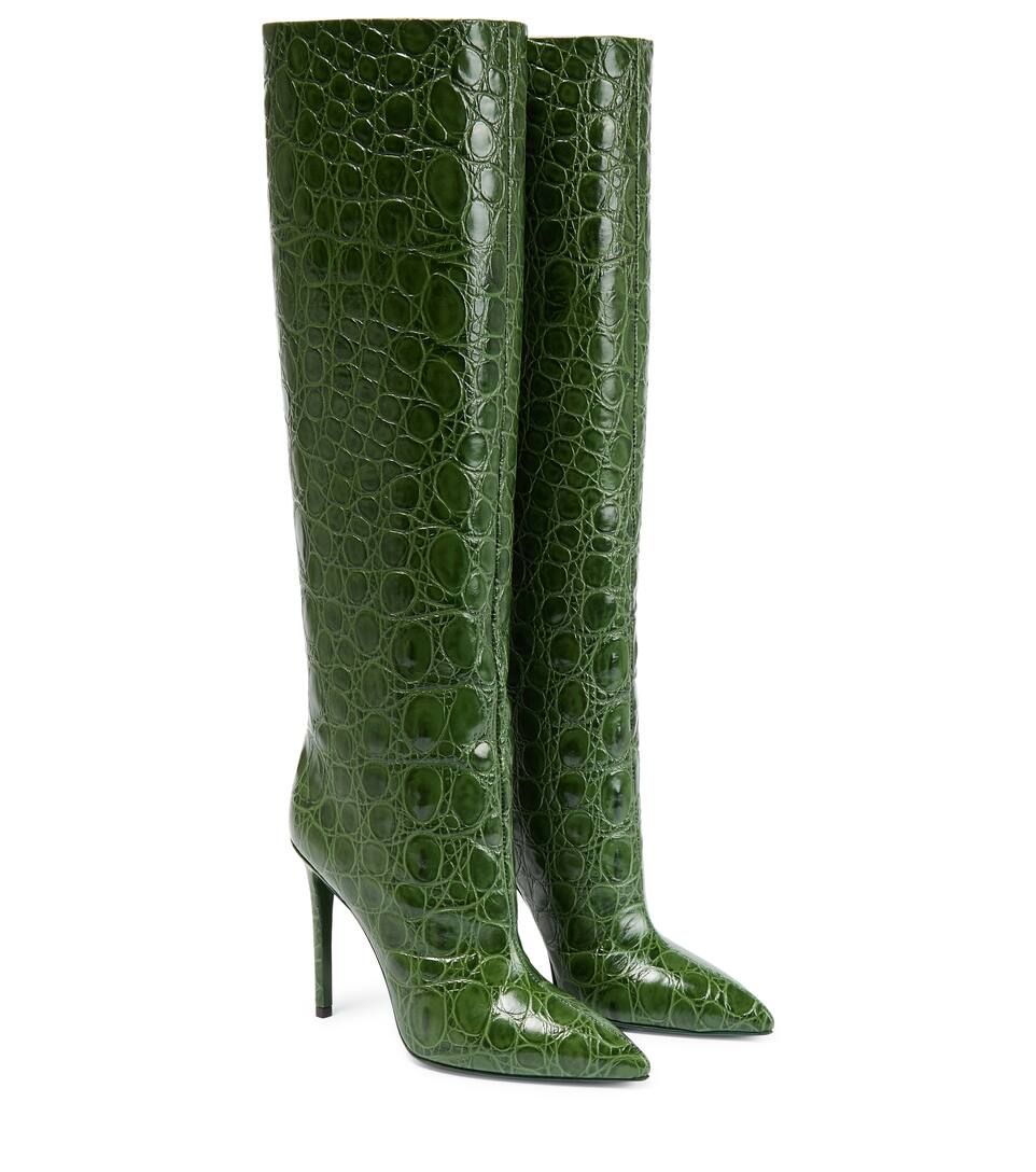 Croc-effect leather knee-high boots | Mytheresa (UK)