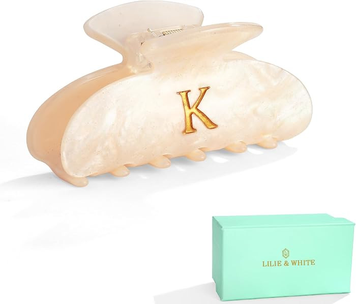 LILIE&WHITE Acrylic Letter Hair Clips For Women Stylish K Monogram | Amazon (US)