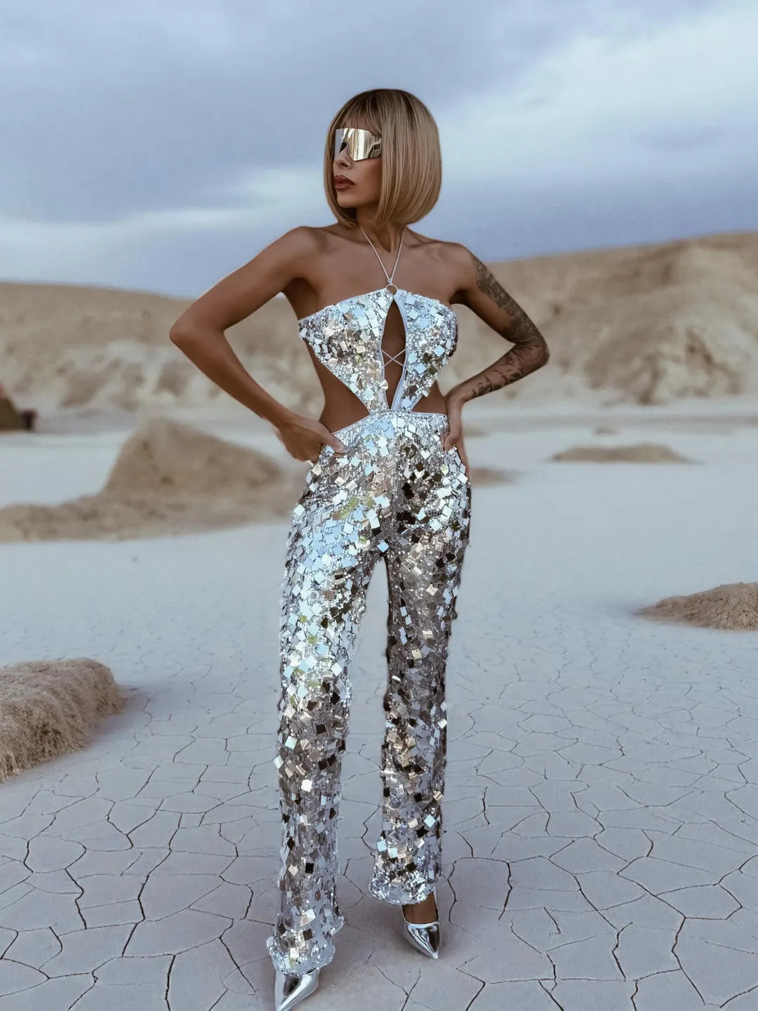 Disco Ball Sequin Cut Out Jumpsuit: 70s Disco Cowgirl Costume, Disco Queen Costume, Western Glam ... | Etsy (US)