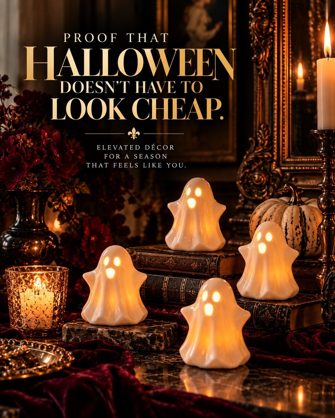 The best Halloween décor doesn’t need to take over the room.

Sometimes it’s the tiny glowing ghosts tucked between old books, candlelight, and autumn branches that make the whole house feel like October.

These little accents bring just enough spooky charm without losing that warm, collected look—and they’re ridiculously easy to scatter across a mantel, bookshelf, entry table, or Halloween tablescape.

Small ghosts. Big Halloween energy.

#AmazonFinds #AmazonHalloween #HalloweenDecor #HalloweenFinds #GhostDecor #SpookySeason #SpookyDecor #CozyHalloween #FallDecor #HalloweenHome #MoodyInteriors #CollectedHome #SeasonalDecor #AmazonHome #CallsignDesign