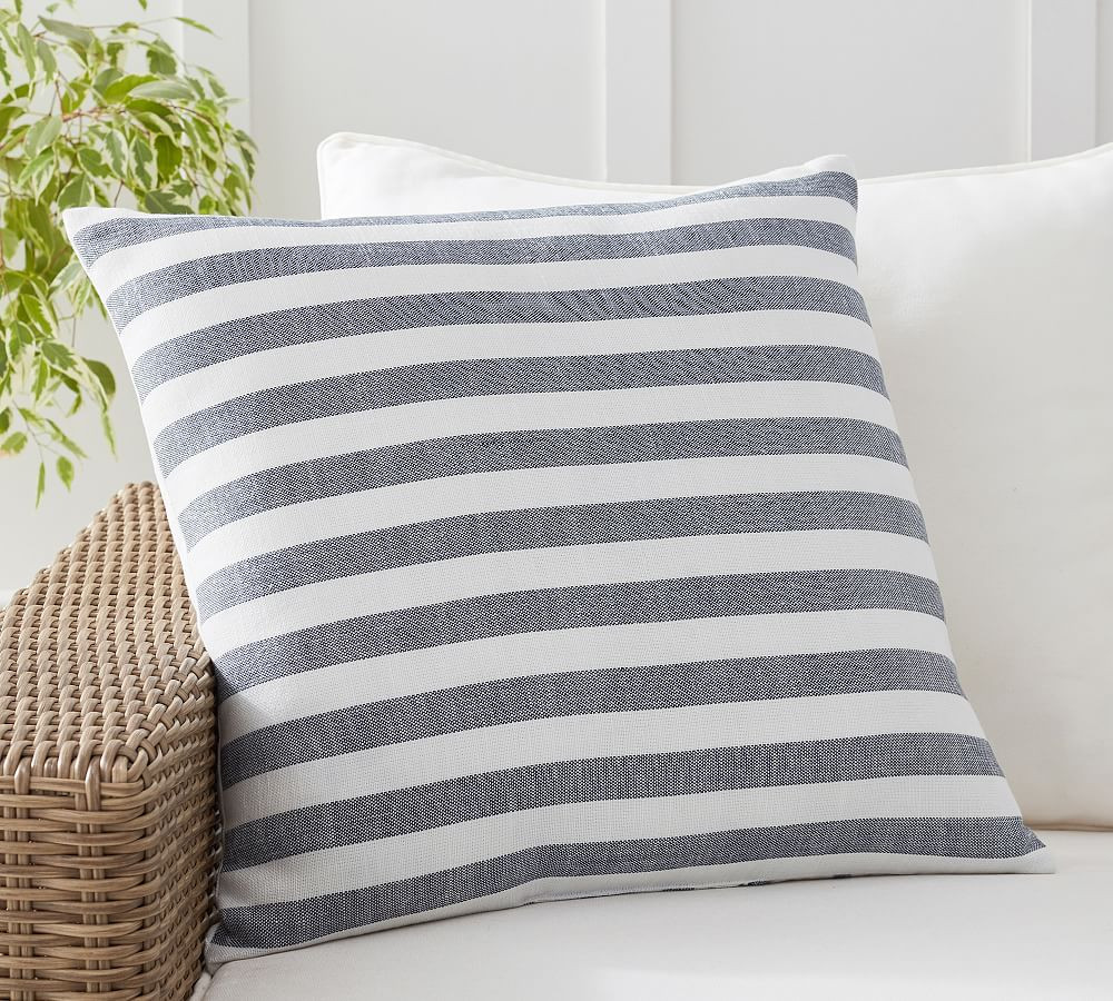 Leandra Striped Reversible Outdoor Throw Pillow | Pottery Barn (US)