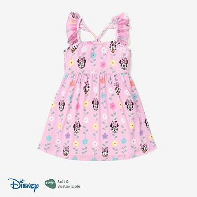 Disney Mickey Mouse & Friends Toddler Ruffle Sleeveless Criss Cross Sundress A Line Dresses Minnie Pink 12-18 Months | Target