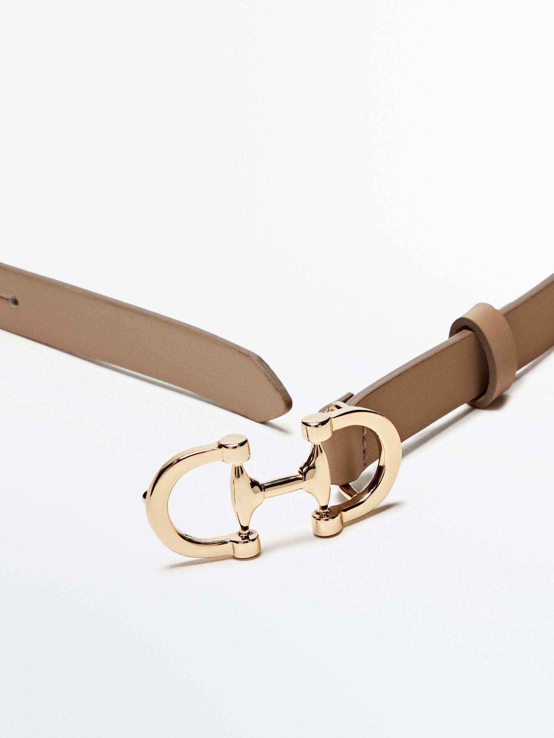 Leather belt with double buckle | Massimo Dutti US
