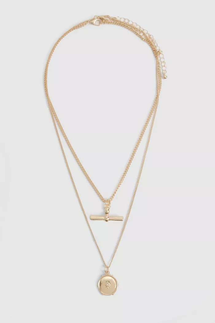 T-bar Double Layer Necklace | Boohoo.com (UK & IE)