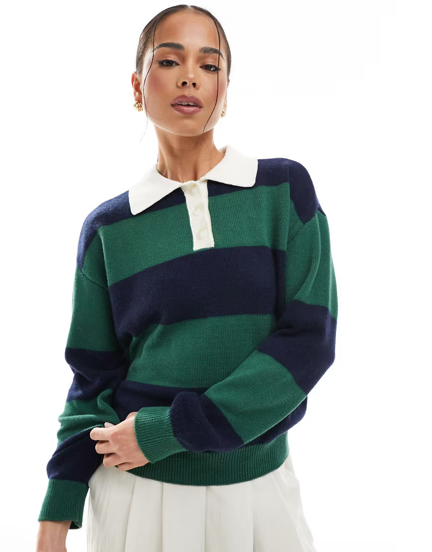 Hunter stripe rugby knit in green | ASOS (Global)