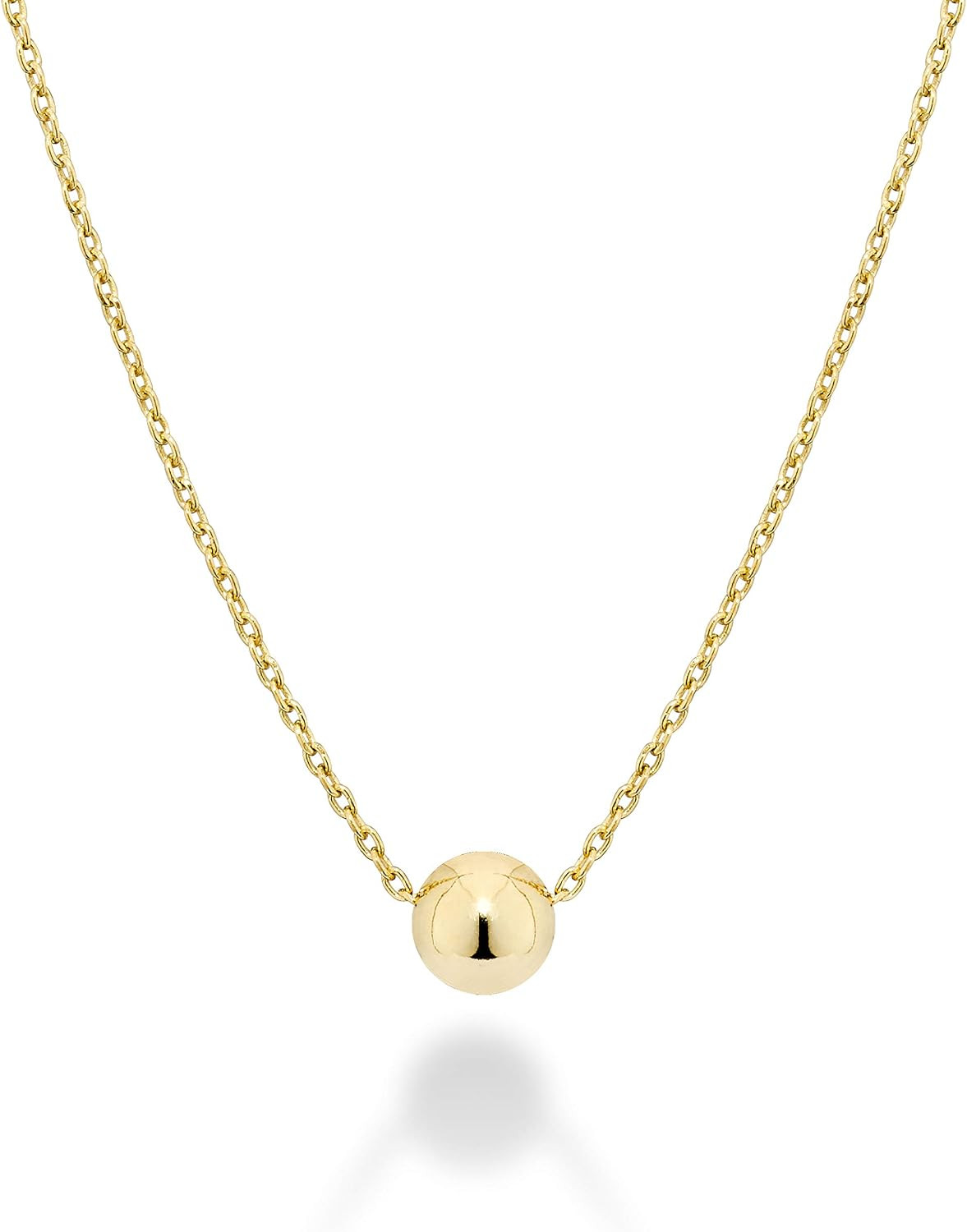 Miabella 925 Sterling Silver or 18K Yellow Gold Plated Italian 5mm Slide Bead Ball Pendant Necklace for Women Chain Made in Italy | Amazon (US)