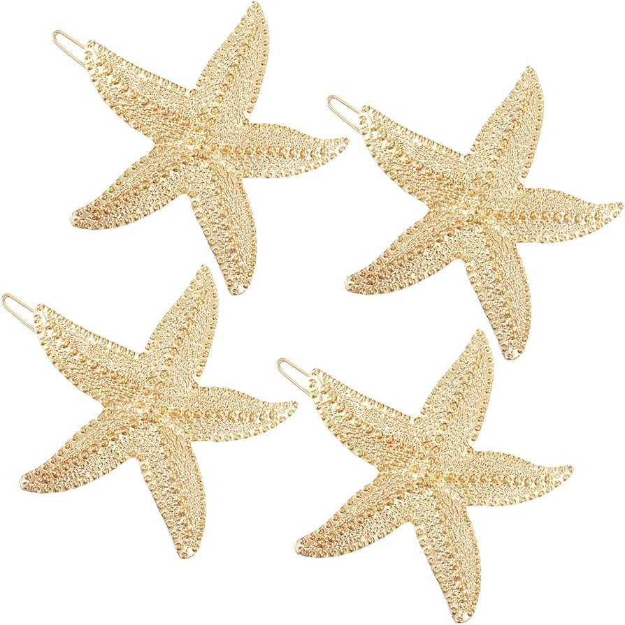 4 Pieces Starfish Hair Clip Metal Starfish Hairpin Sea Star Hair Clip Beach Hair Pins for Women H... | Amazon (US)