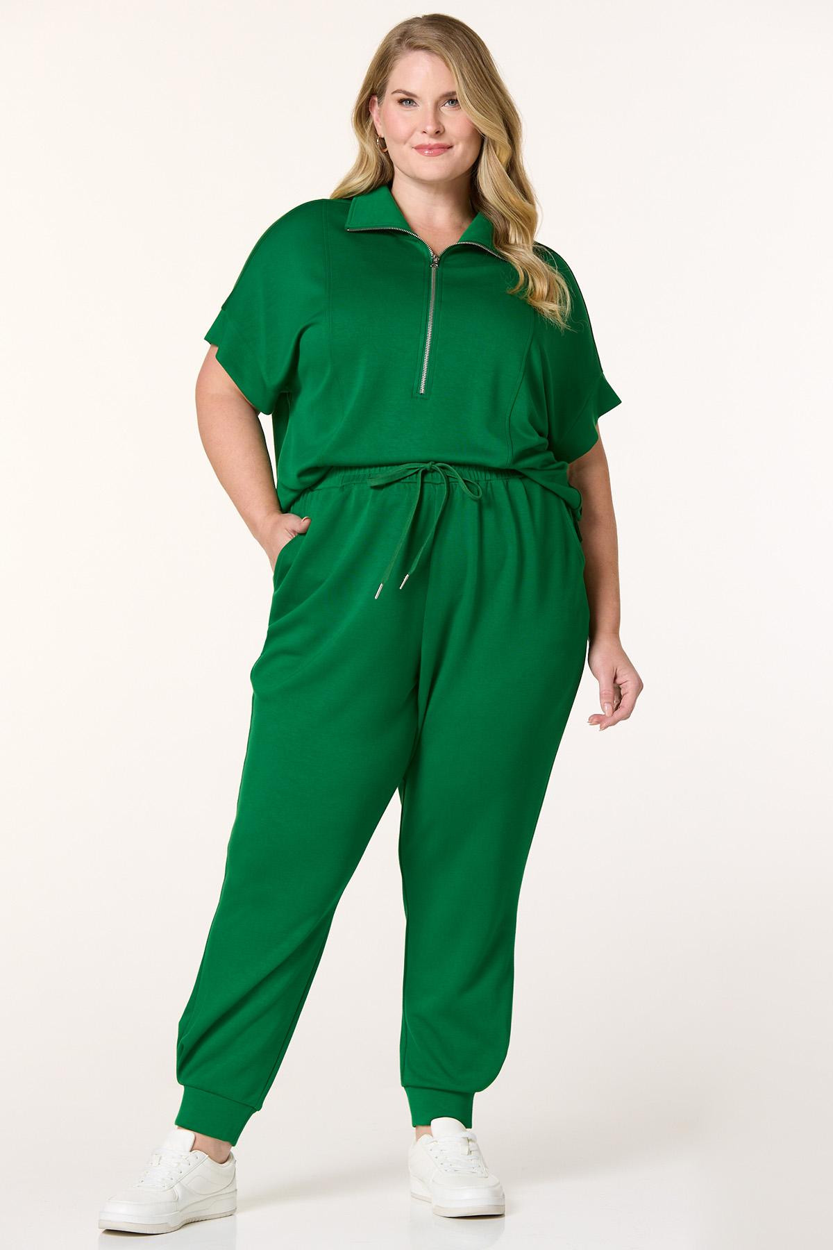 Plus Size Green Scuba Joggers | Cato Fashions